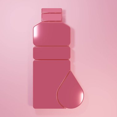 Pembe Fitness Titreşim ikonu pembe arka planda izole edilmiş. Su ve protein kokteylleri için kapaklı spor karıştırıcı şişesi. Minimalizm kavramı. 3 Boyutlu resimleme.