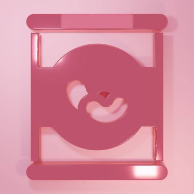 Pembe fasulye konservesi ikonu pembe arka planda izole edilmiş. Minimalizm kavramı. 3 Boyutlu resimleme.