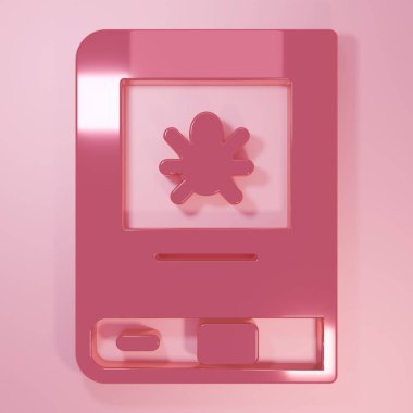 Pembe arka planda izole edilmiş böcek ikonu hakkında Pembe Kitap. Minimalizm kavramı. 3 Boyutlu resimleme.