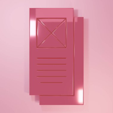 Pembe Tarayıcı pencere simgesi pembe arkaplanda izole edildi. Minimalizm kavramı. 3 Boyutlu resimleme.