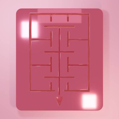 Pembe Tahliye Planı simgesi pembe arka planda izole edildi. Yangın kaçış planı. Minimalizm kavramı. 3 Boyutlu resimleme.