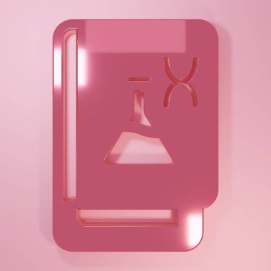 Pembe Genetik Mühendisliği kitabı ikonu pembe arka planda izole edilmiş. DNA sembolü. Minimalizm kavramı. 3 Boyutlu resimleme.