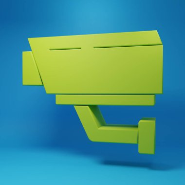 Green Security camera icon isolated on blue background. Minimalism concept. 3D render illustration.