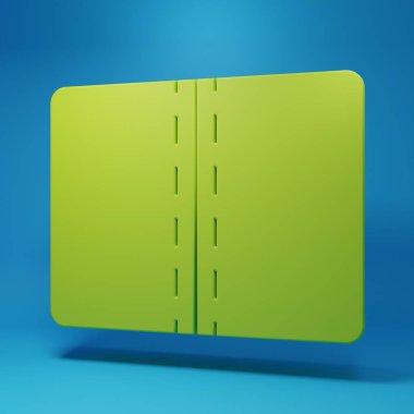 Mavi arka planda yeşil tekstil kumaş rulo ikonu izole edildi. Yuvarlan, paspas, halı, halı, halı ya da kağıt rulo ikonu. Minimalizm kavramı. 3 Boyutlu resimleme.