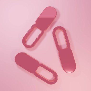 Pembe Virüs simgesi pembe arka planda izole edilmiş. Corona virüsü 2019-nCoV. Bakteri ve mikroplar, hücre kanseri, mikrop, mantar. Minimalizm kavramı. 3 Boyutlu resimleme.