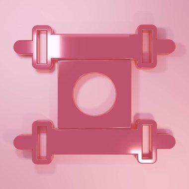 Pink Decree, paper, parchment, scroll icon icon isolated on pink background. Chinese scroll. Minimalism concept. 3D render illustration.