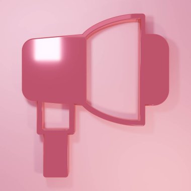 Pembe Stüdyo ampulü pembe arka planda izole edilmiş yumuşak kutu simgesinde. Gölge yansıma tasarımı. Minimalizm kavramı. 3 Boyutlu resimleme.