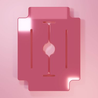 Pembe bıçaklı jilet ikonu pembe arka planda izole edilmiş. Minimalizm kavramı. 3 Boyutlu resimleme.