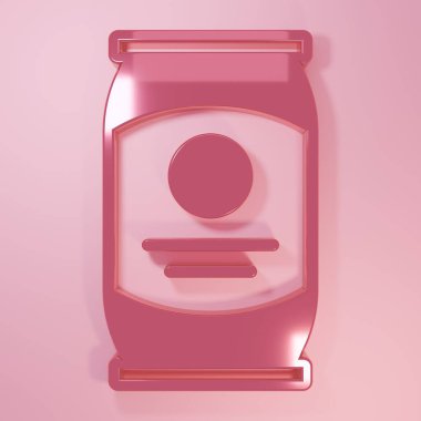Pembe Bira kutusu ikonu pembe arka planda izole edilmiş. Minimalizm kavramı. 3 Boyutlu resimleme.