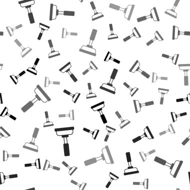 Boru temizleme ikonu için ahşap saplı siyah kauçuk pompa beyaz arka planda izole edilmiş pürüzsüz desen. Tuvalet pompası. Vektör.