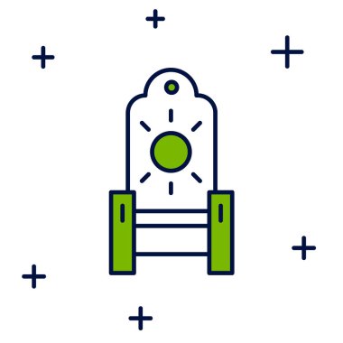 Beyaz arka planda izole edilmiş Ortaçağ taht simgesi. Vektör.