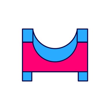 Doldurulmuş ana hatlı Paten Parkı simgesi beyaz arkaplanda izole edildi. Rampa seti, paten parkı için merdiven. Olağanüstü bir spor. Vektör.