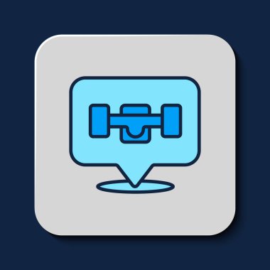 Filled outline Skateboard wheel icon isolated on blue background. Skateboard suspension. Skate wheel.  Vector.