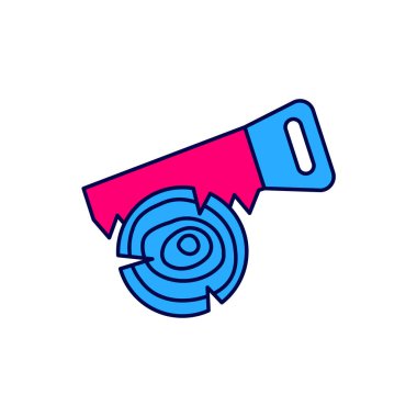 Doldurulmuş el testeresi ve günlük simgesi beyaz arkaplanda izole edildi. Vektör.