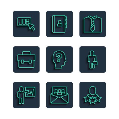 Proje Üretici Üretim Üretici Kravat İşçisi Evrak Çantası Arama işi ve İş Adamı ikonu 'ndan oluşan bir ekibin Lideri. Vektör.