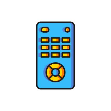 Renk Uzaktan Denetim simgesi beyaz arkaplanda izole edildi. Düz çizgili, gölgeli. Vektör.