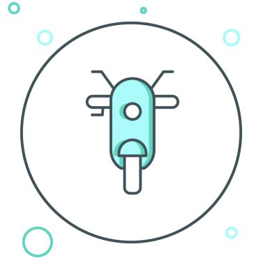 Çizgi Scooter simgesi beyaz arkaplanda izole edildi. Renkli taslak konsepti. Vektör.