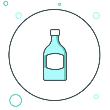 Çizgi bira şişesi simgesi beyaz arkaplanda izole edildi. Renkli taslak konsepti. Vektör.