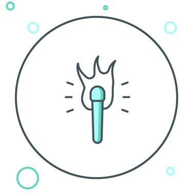 Meşale Hattı simgesi beyaz arkaplanda izole edildi. Sembol ateşi sıcak, alev gücü, alev ve ısı. Renkli taslak konsepti. Vektör.