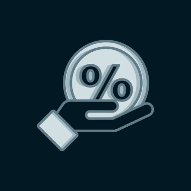 Satır İndirim etiketi simgesi siyah arkaplanda izole edildi. Etiket alışverişi. Özel teklif işareti. İndirim kuponları sembolü. Düz çizgili, gölgeli. Vektör.