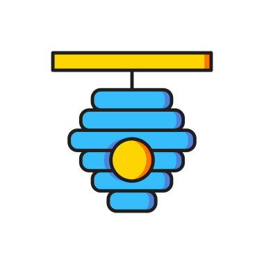 Beyaz arkaplanda izole edilmiş arılar için renk kovanı simgesi. Arı kovanı sembolü. Apiary ve arı yetiştiriciliği. Tatlı doğal yemek. Düz çizgili, gölgeli. Vektör.