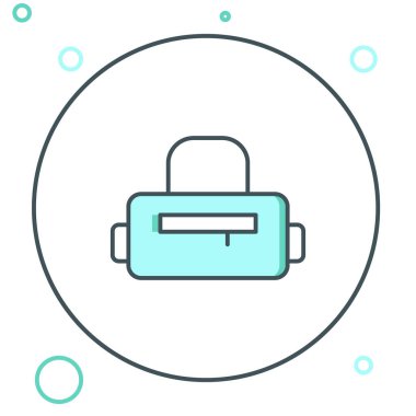 Çizgi Spor Torbası simgesi beyaz arkaplanda izole edildi. Renkli taslak konsepti. Vektör.