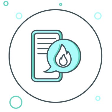 911 'i acil durum ikonuna sahip cep telefonu beyaz arka planda izole edildi. Polis, ambulans, itfaiye, çağrı, telefon. Renkli taslak konsepti. Vektör.