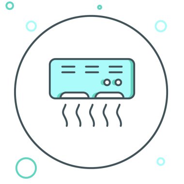 Hat klima simgesi beyaz arkaplanda izole edildi. Sistemin havalandırmasını böl. Soğuk ve soğuk iklim kontrol sistemi. Renkli taslak konsepti. Vektör.