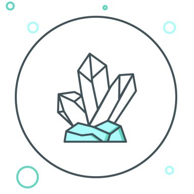 Çizgi Sihirli Taş simgesi beyaz arkaplanda izole edildi. Fantezi kristali. Maç için mücevher. Renkli taslak konsepti. Vektör.