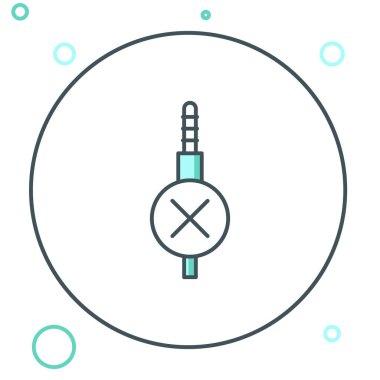 Line No audio jack icon isolated on white background. Audio cable for connection sound equipment. Plug wire. Musical instrument. Colorful outline concept. Vector.