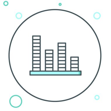 Çizgi Müzik eşitleyici simgesi beyaz arkaplanda izole edildi. Ses dalgası. Ses dijital dengeleyici teknolojisi, konsol paneli, nabız müzikali. Renkli taslak konsepti. Vektör.