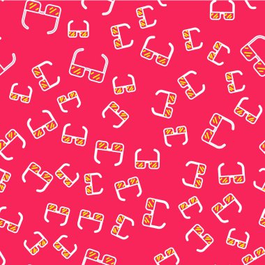 Line Safety goggle glasses icon isolated seamless pattern on red background.  Vector.