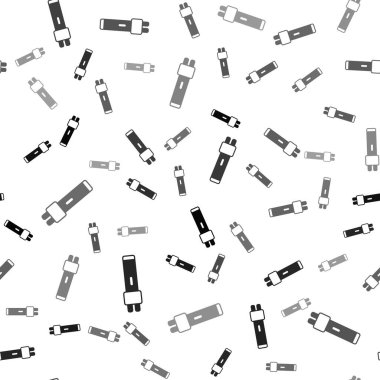 Siyah Polis elektrik şoku ikonu beyaz arka planda kusursuz desen izole etti. Korunma için şok edici. Şok tabancası elektrikli bir silahtır. Vektör.