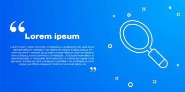 Mavi arka planda beyaz çizgili el ayna simgesi izole edildi. Vektör.