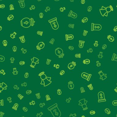 Cenaze vazosunu, Angel ve Grave 'i kusursuz desenli mezar taşıyla belirleyin. Vektör.