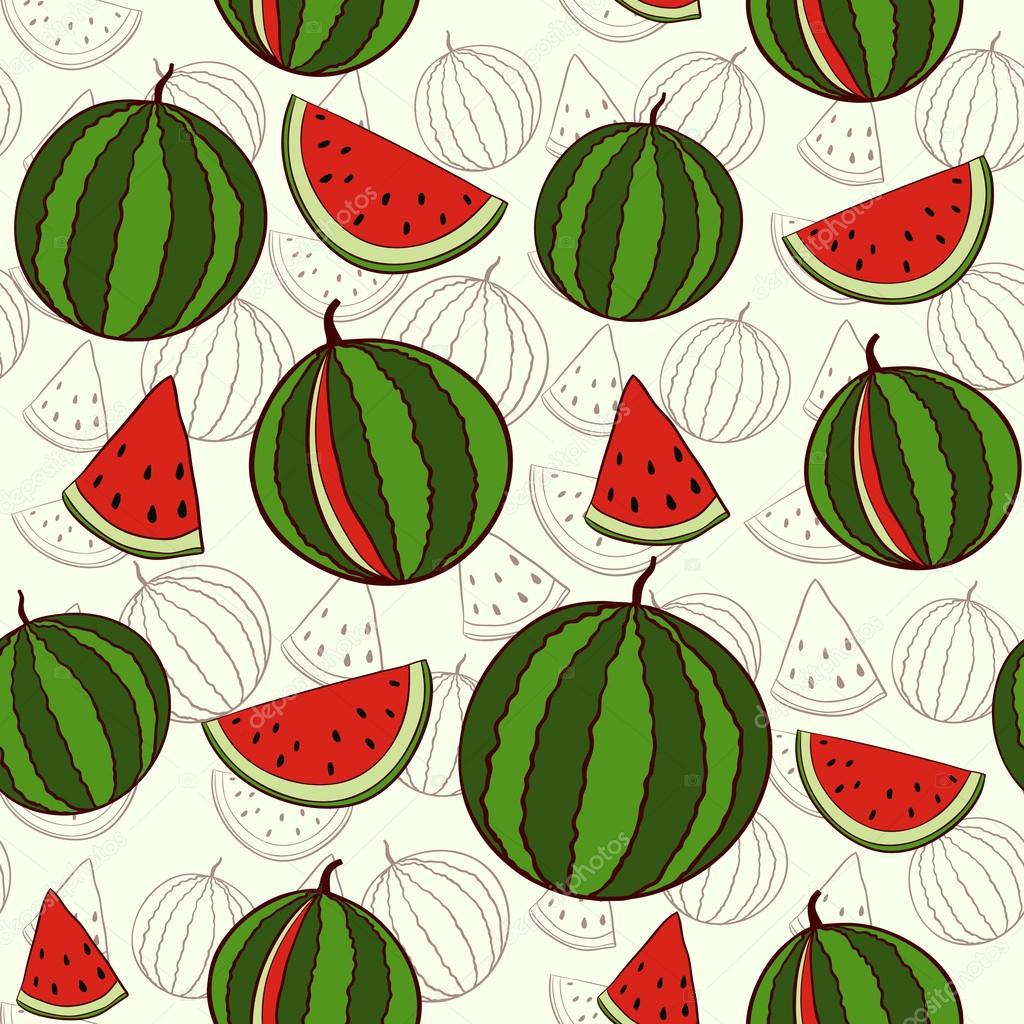 Seamless background with watermelons