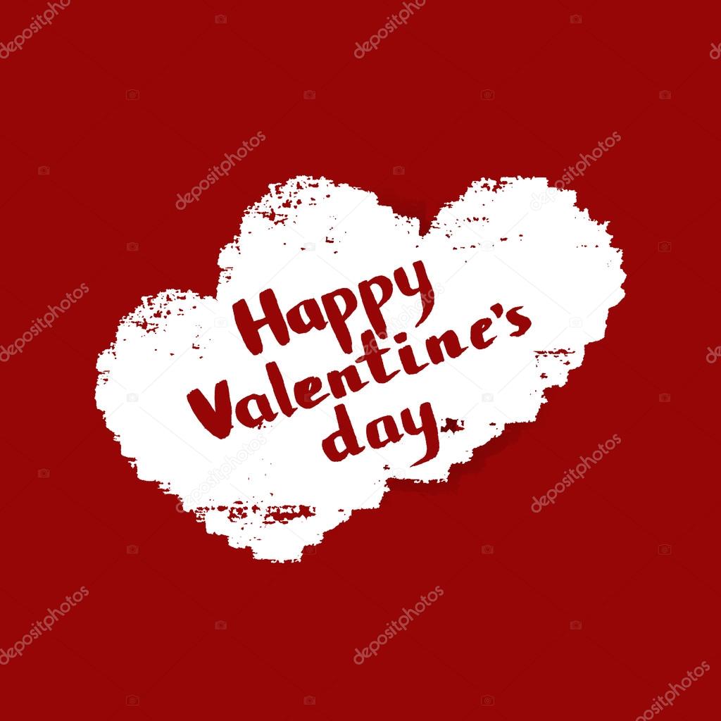 Vector card with hearts and lettering. Happy Valentine's Day