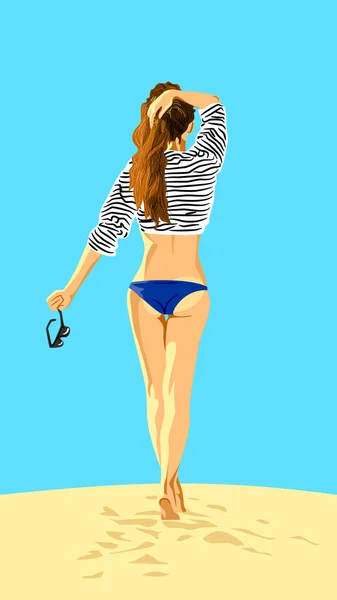 Meisje op een strand — Stockvector