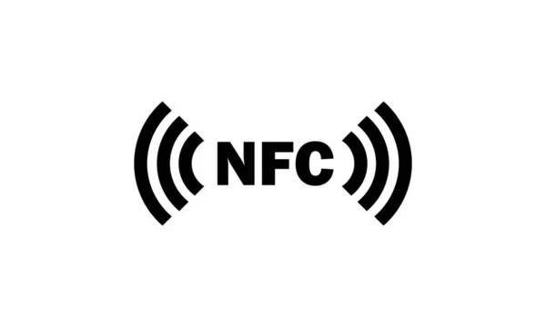 Siyahlı NFC simgesi. Kablosuz ödeme. İzole edilmiş beyaz arkaplanda vektör. EPS 10.