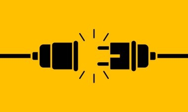404 hata pankartı. Sayfa elektrik prizi ve soketli şablon bulunamadı. İzole edilmiş arkaplanda vektör. EPS 10.
