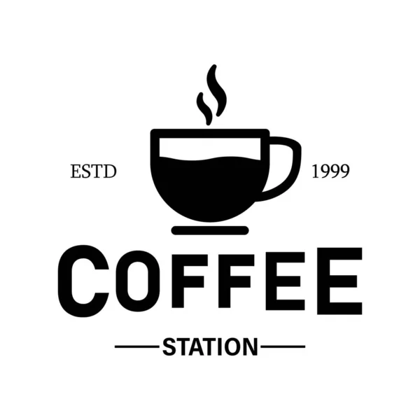 Логотип Станции Чашку Кофе Кафе Вектор Изолированном Белом Фоне Eps — стоковый вектор