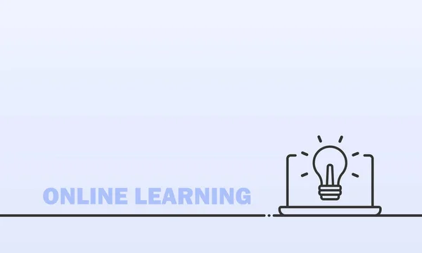 Online Learning Banner Distance Education Home Course Webinar Video Tutorial — Stock Vector