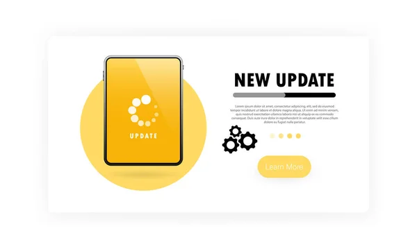 Atualização Sistema Para Banner Tablet Atualizar Progresso Com Engrenagens Vetor — Vetor de Stock