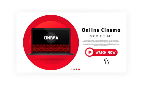 Banner Cinematografico Online Ora Del Cinema Streaming Video Cinematografico Con — Vettoriale Stock