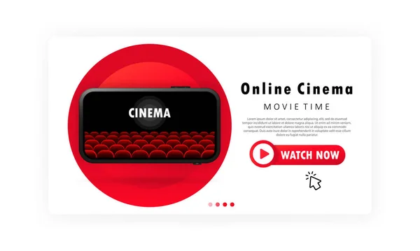 Uno Striscione Del Cinema Cinema Online Telefono Vettore Sfondo Bianco — Vettoriale Stock