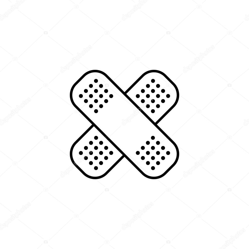 Adhesive plaster line icon. Pharmacy plasters. Emergency. Hospital. Healthcare. Vector on isolated white background. EPS 10.