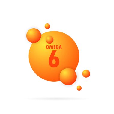 Omega 6. Balık yağı kapsülü. Vitamin damlası hap kapsülü. Altın esanslı organik besin. Cilt bakımı, gerçekçi vektör çarpımı reklamı. İzole edilmiş beyaz arkaplanda vektör. EPS 10