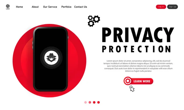 Πανό προστασίας προσωπικών δεδομένων Smartphone. Σύστημα ασφαλές. Εμπιστευτικά προσωπικά δεδομένα. Διάνυσμα σε απομονωμένο λευκό φόντο. EPS 10 — Διανυσματικό Αρχείο