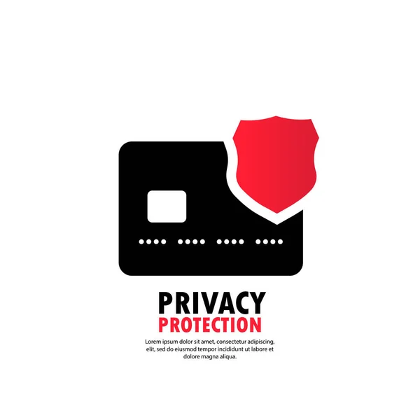 Privacy Bescherming Pictogram Veiligheidsbadge Bankieren Icoon Elektromagnetische Chip Met Debetkaart — Stockvector