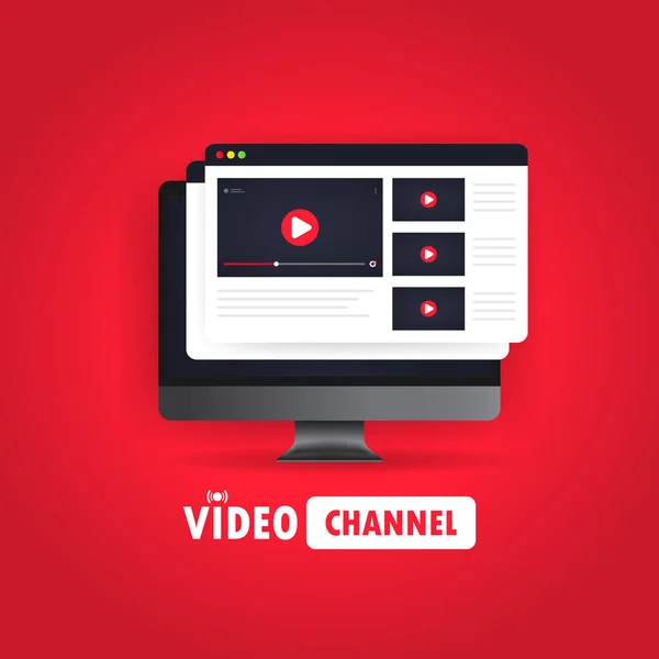 Εικονογράφηση Video Καναλιού Βλέποντας Βίντεο Webinars Εκπαίδευση Απευθείας Σύνδεση Στον — Διανυσματικό Αρχείο